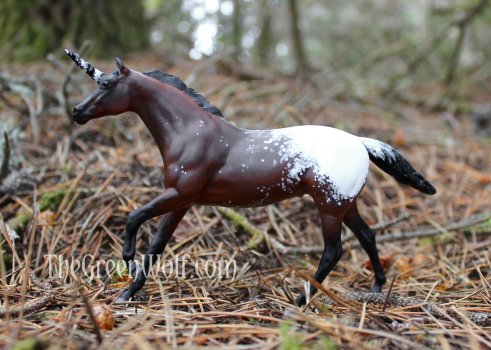 Model horse resculpted and repainted to bay appaloosa unicorn